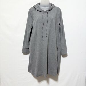 Eileen Fisher Gray Organic Cotton Hoodie Dress M Long Sleeve Pocket Casual USA